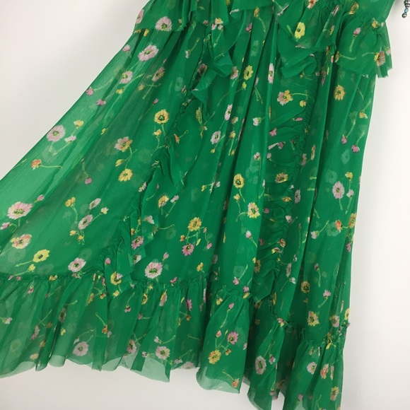 The Kooples green silk floral beaded dress NEW - Picture 4 of 7